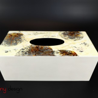 Cream tissue box hand-painted with lotus leaf 12*25cm